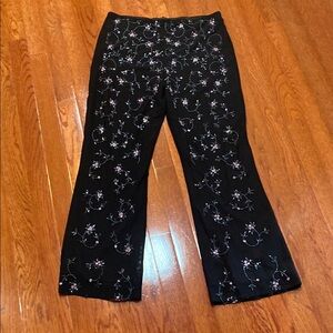Laundry NWOT Floral Embroidered sequins Black Pants